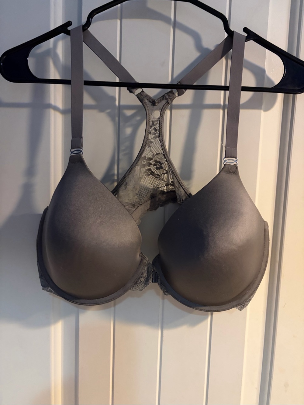 Maidenform Charcoal Gray Lace Racerback T-Shirt Bra